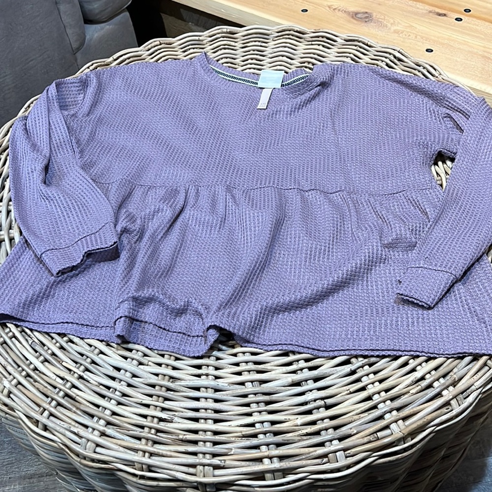 Babydoll Long Sleeve Textured Top